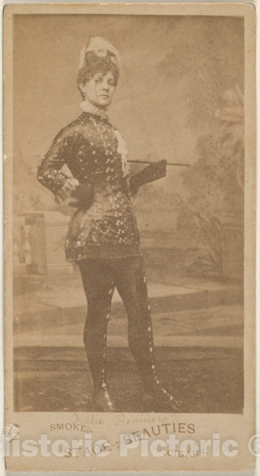 Photo Print : Actress Standing with Hand on Hip, from The Actresses Series (N666) to Promote Stage Beauties Cigars : Vintage Wall Art