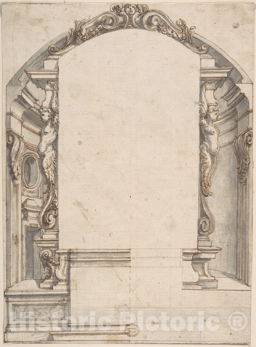 Art Print : Italian, Roman-Bolognese, 17th Century - Design for an Altar 2 : Vintage Wall Art