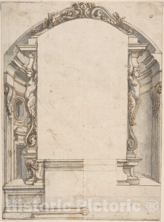 Art Print : Italian, Roman-Bolognese, 17th Century - Design for an Altar 2 : Vintage Wall Art