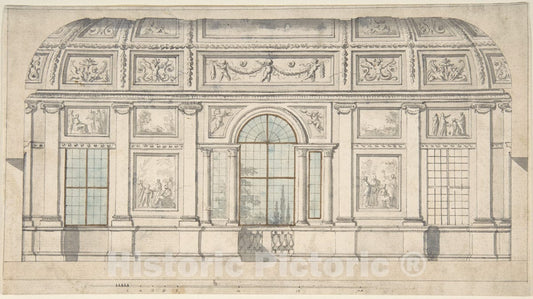Art Print : Pierre Nicolas Ransonnette - Design for an Architectural Interior : Vintage Wall Art