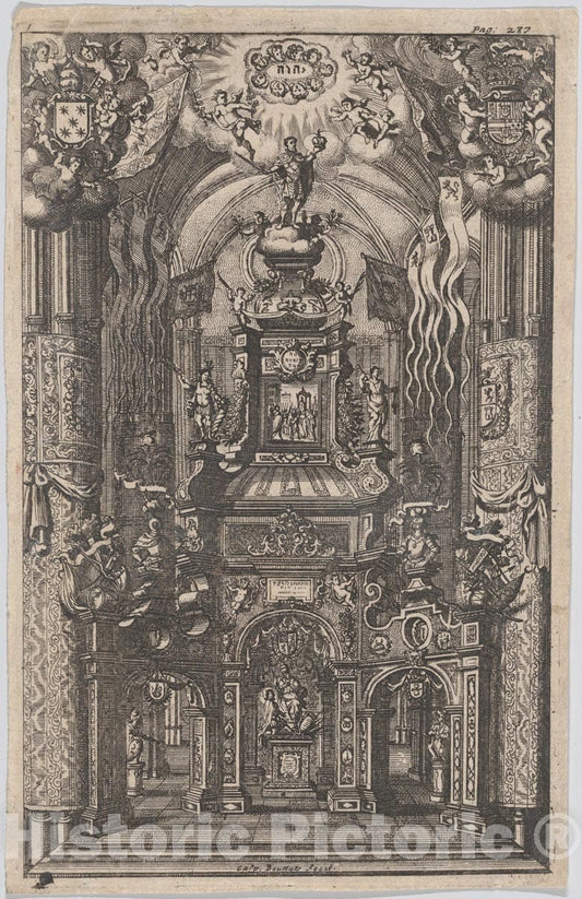 Art Print : Gaspar Bouttats - Catafalque for Ferdinand, from an unidentified Book : Vintage Wall Art