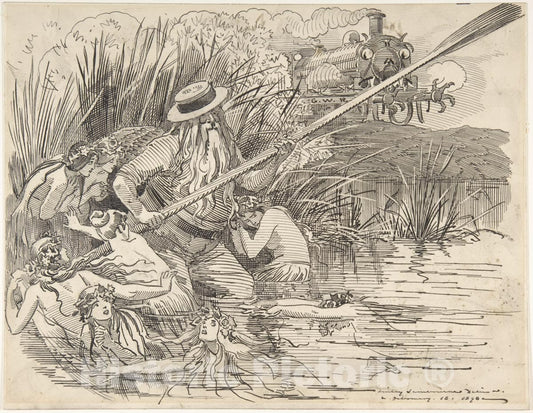 Art Print : Sir (Edward) Linley Sambourne - Cartoon for Punch (The Great Western Railway), Feb. 18, 1898 : Vintage Wall Art