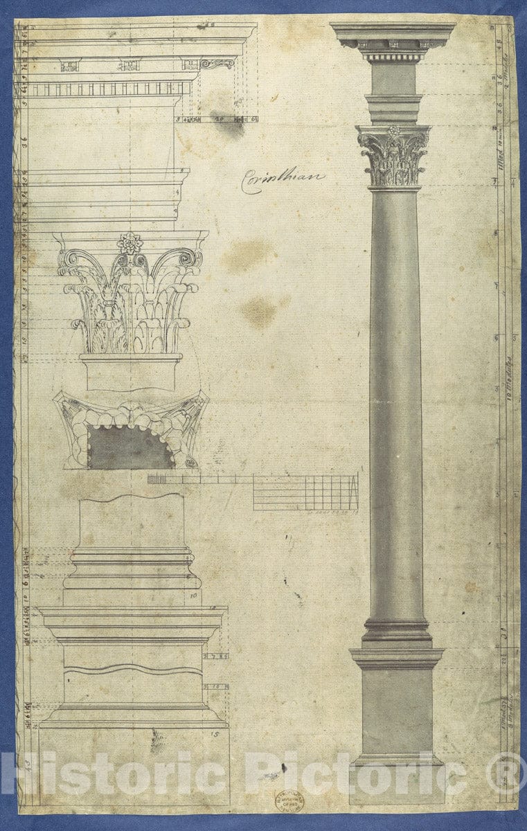 Art Print : Thomas Chippendale - The General Proportions of The Corinthian Order, in Chippendale Drawings, Vol. I : Vintage Wall Art