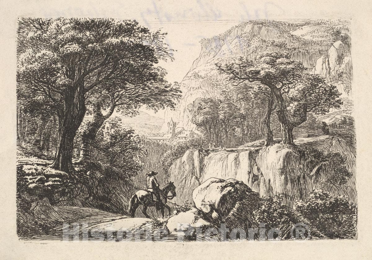 Art Print : Johann Christoph Erhard - The Horseback Rider in The Gorge : Vintage Wall Art