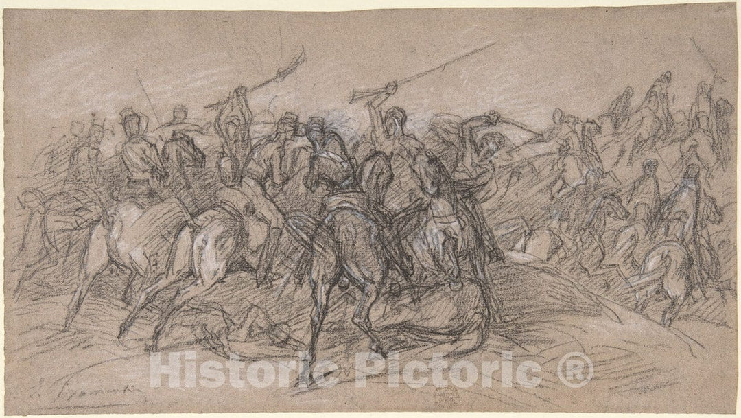 Art Print : Eugène Fromentin - Arab Skirmish : Vintage Wall Art
