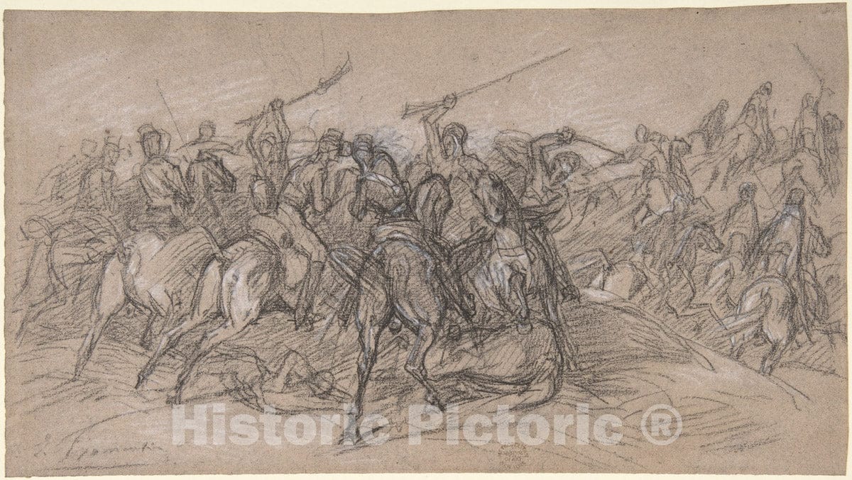 Art Print : Eugène Fromentin - Arab Skirmish : Vintage Wall Art