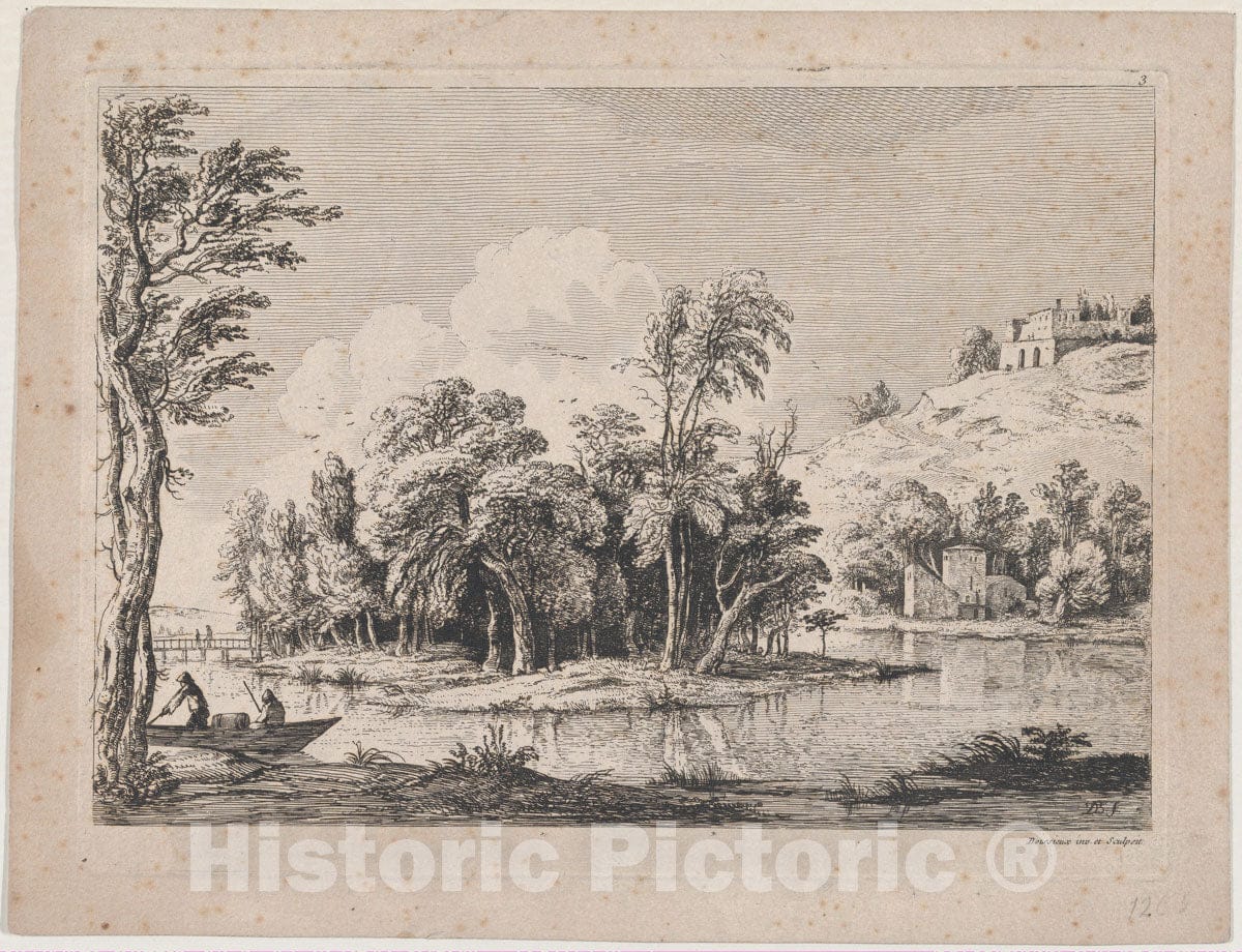 Art Print : Jean Jacques de Boissieu - Wooded Island : Vintage Wall Art