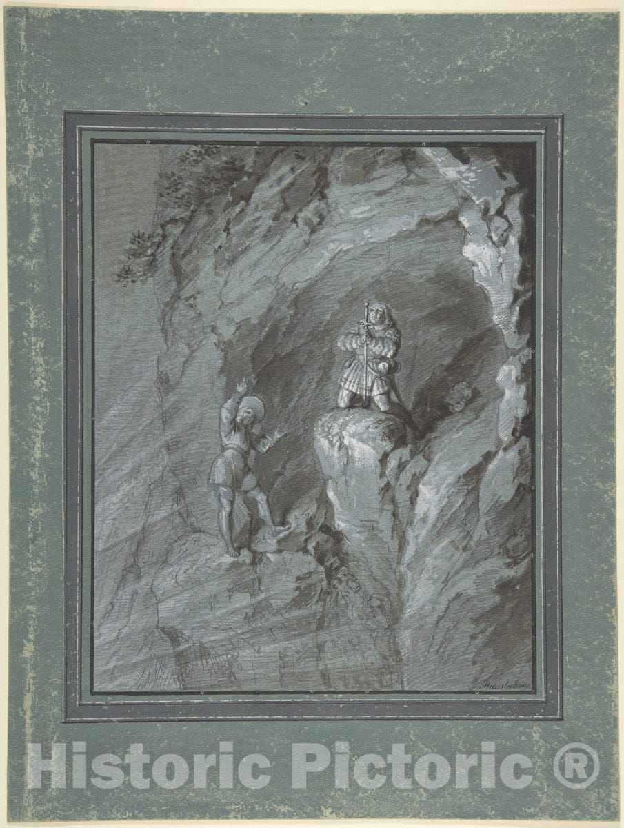 Art Print : Franz von Hauslab The Younger - Soldiers in a Cave Receiving Blessings from Heaven 2 : Vintage Wall Art