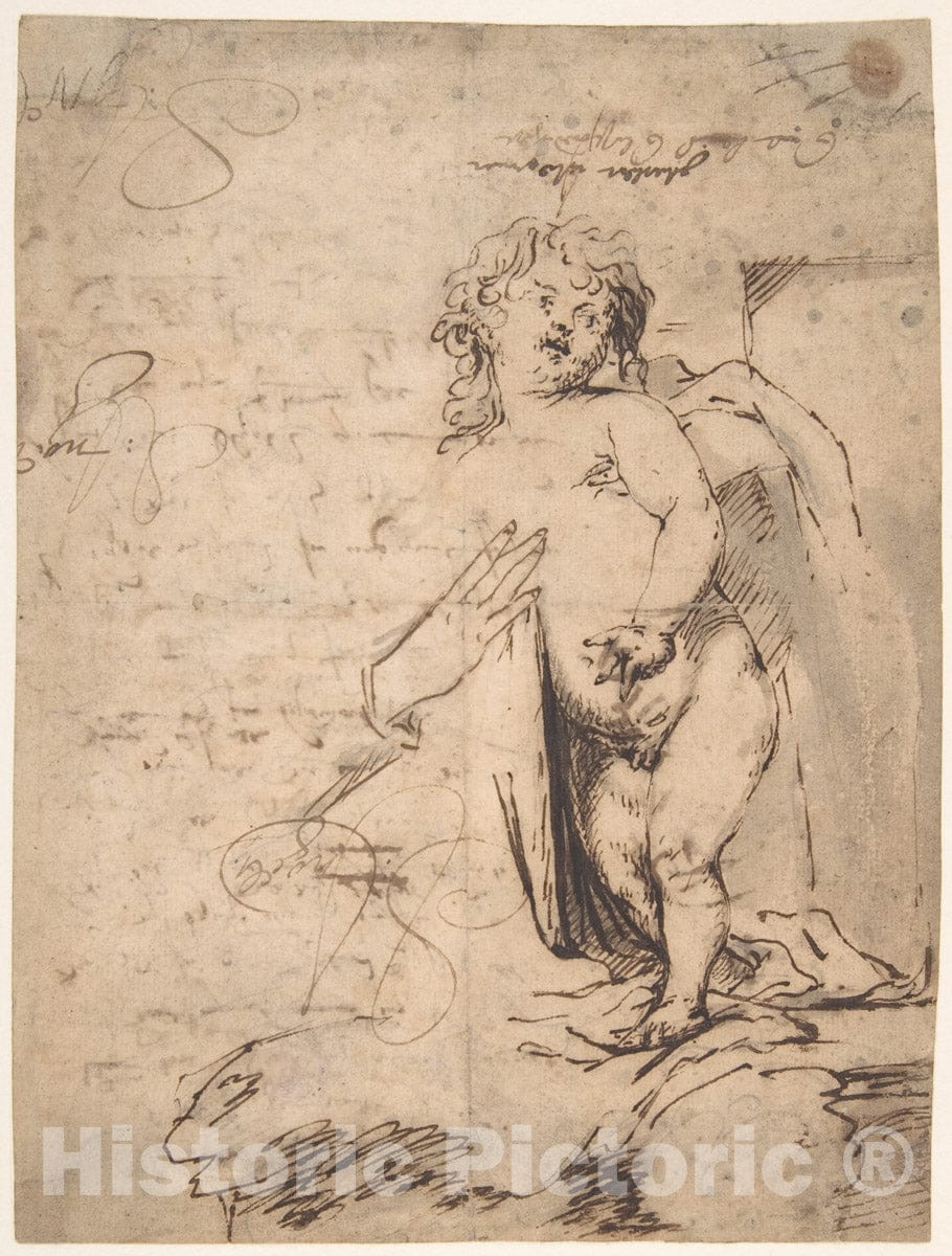 Art Print : After Anthony Van Dyck - Study of The Christ Child and The Hand of The Madonna. Verso
