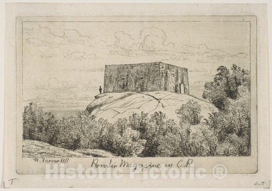 Art Print : Henry Farrer - A Powder Magazine in Central Park (from Scenes of Old New York) : Vintage Wall Art