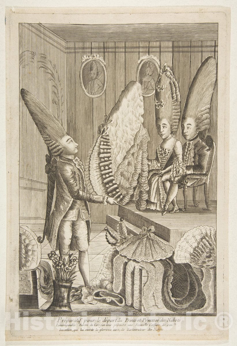 Art Print : Preparatif Pour le Depart du Prince et Princesse des Nabots - Artist: Louis Berthet - Created: 18th Century : Vintage Wall Art