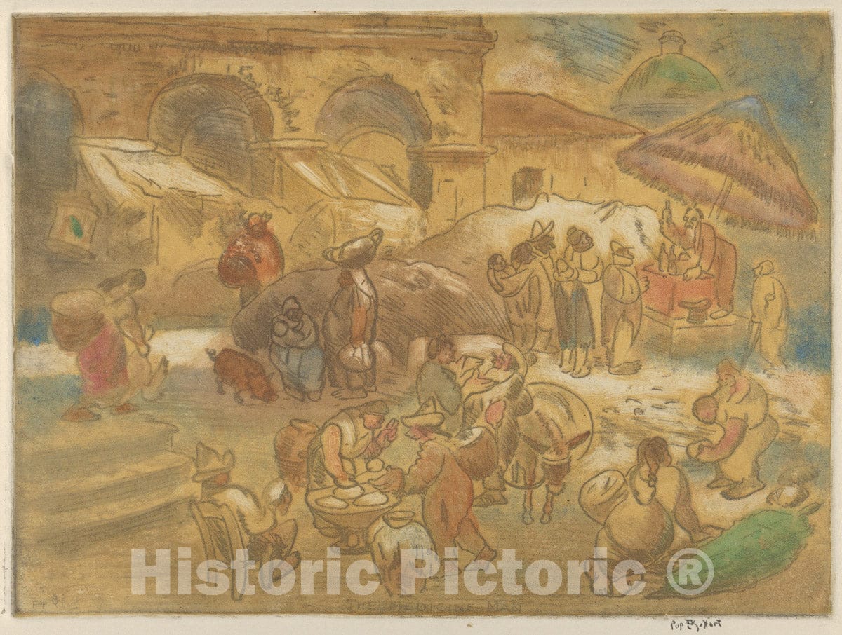 Art Print : George Overbury Pop Hart - The Medicine Man, Market Place, Mexico 1 : Vintage Wall Art