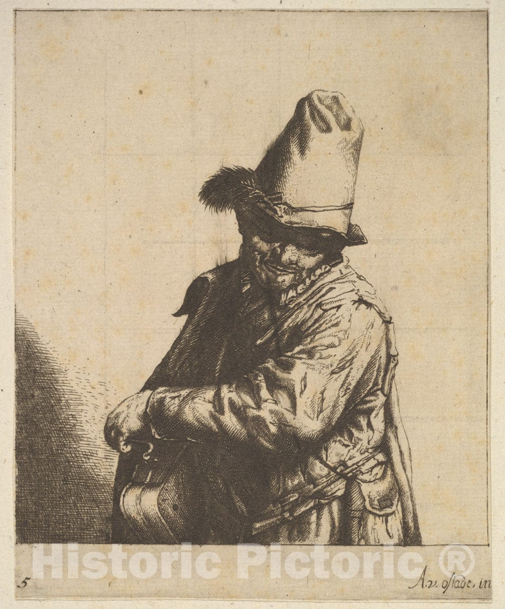 Art Print : After Adriaen Van Ostade - Hurdy Gurdy Man : Vintage Wall Art