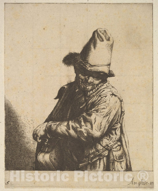 Art Print : After Adriaen Van Ostade - Hurdy Gurdy Man : Vintage Wall Art