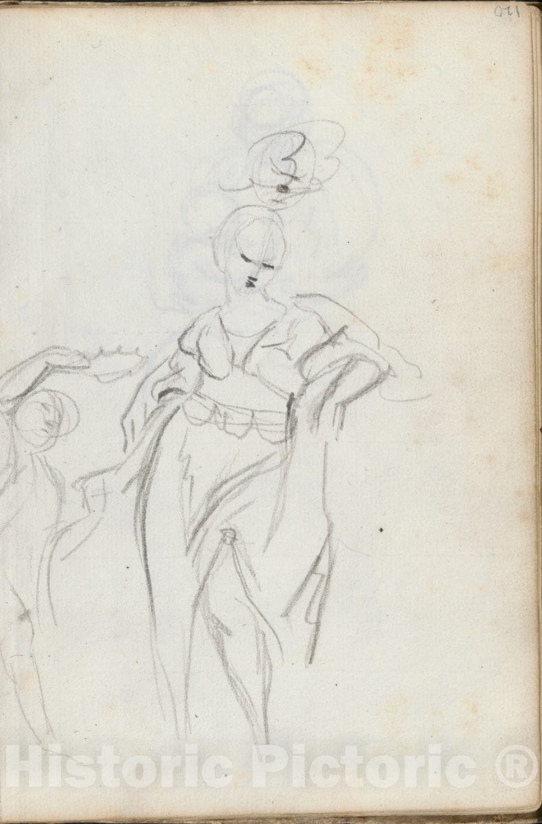 Art Print : Sir Joshua Reynolds - Diana (Leaf in Italian Sketch Book, 1750–52) : Vintage Wall Art