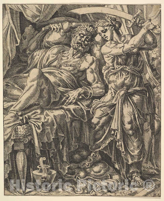 Art Print : Maarten Van Heemskerck - Judith Slaying Holofernes, from The Story of Judith and Holofernes : Vintage Wall Art