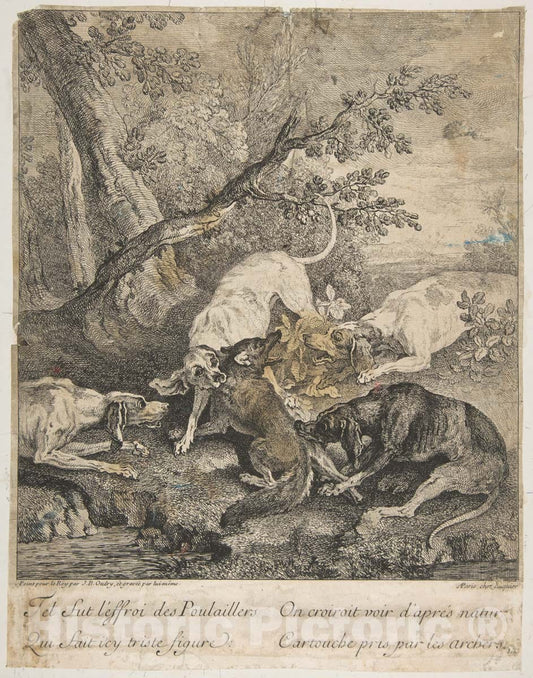 Art Print : Jean-Baptiste Oudry - Fox Hunt : Vintage Wall Art