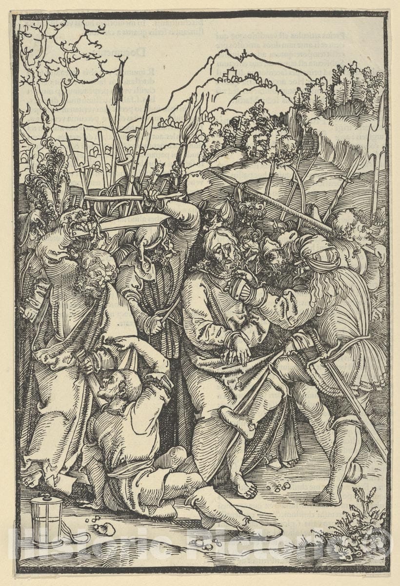 Art Print : Hans Schäufelein - The Arrest of Christ, from Speculum passionis Domini Nostri Ihesu Christi : Vintage Wall Art