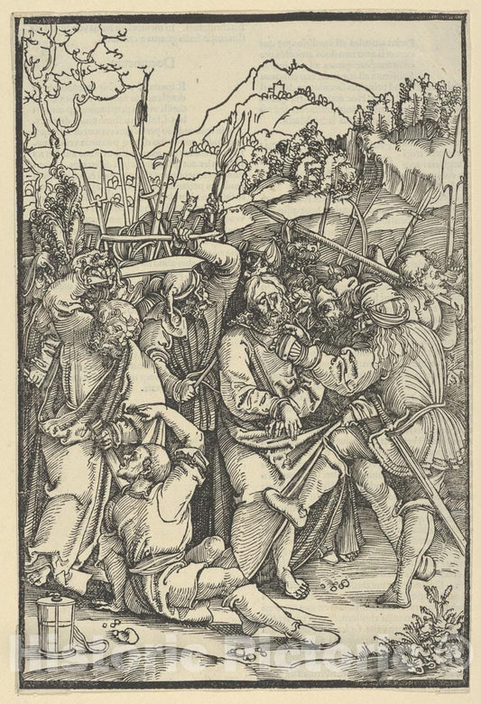 Art Print : Hans Schäufelein - The Arrest of Christ, from Speculum passionis Domini Nostri Ihesu Christi : Vintage Wall Art