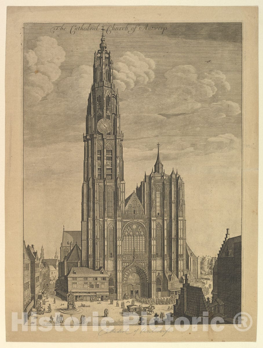 Art Print : Wenceslaus Hollar - Antwerp Cathedral (Prospectvs Tvrris Ecclesiæ Cathedralis) 1 : Vintage Wall Art