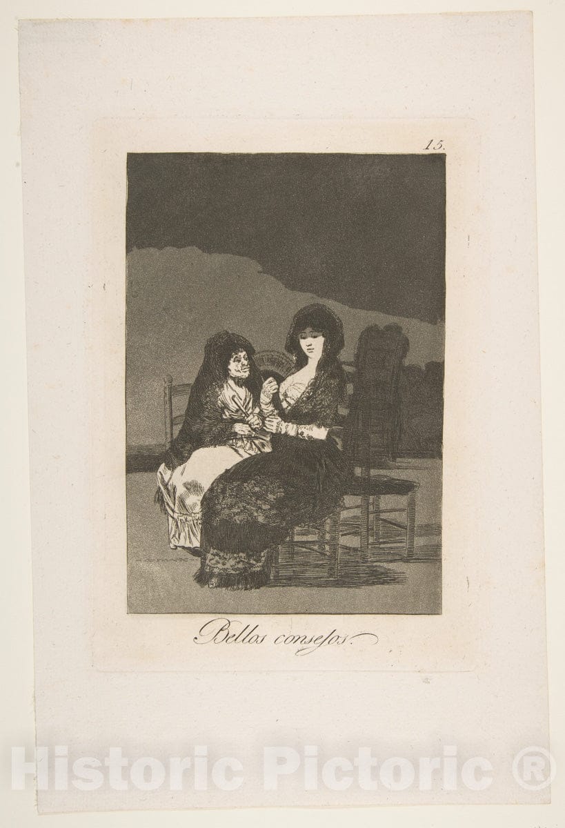 Art Print : Goya - Plate 15 from 'Los Caprichos': A Pretty Piece of Advice (Bellos consejos) 1 : Vintage Wall Art