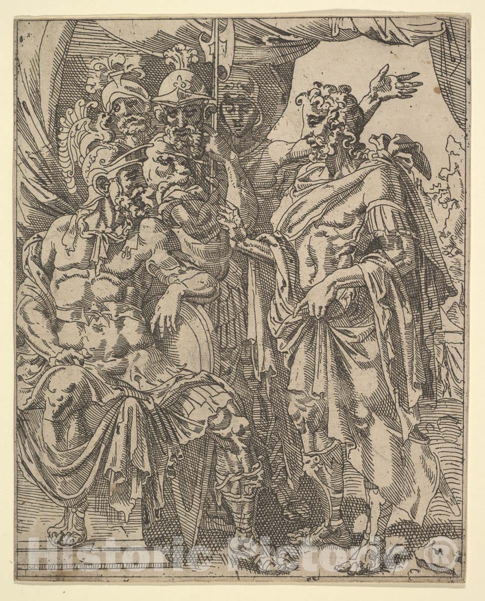 Art Print : Maarten Van Heemskerck - Achior Pleading with Holofernes for The Israelites, from The Story of Judith and Holofernes : Vintage Wall Art