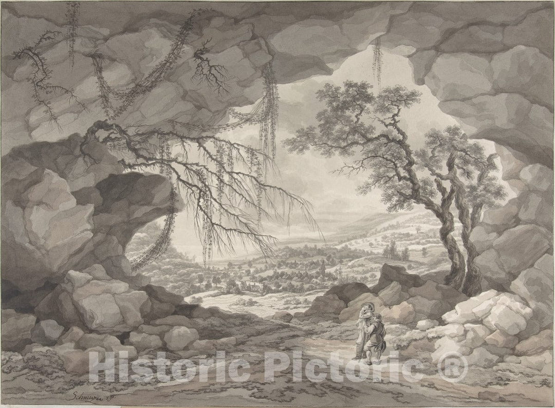 Art Print : Jakob Matthias Schmutzer - Landscape Near Mödling : Vintage Wall Art