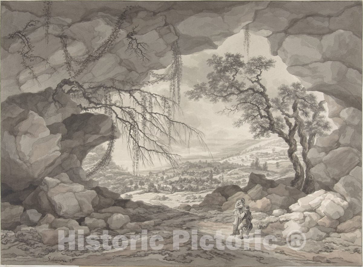 Art Print : Jakob Matthias Schmutzer - Landscape Near Mödling : Vintage Wall Art