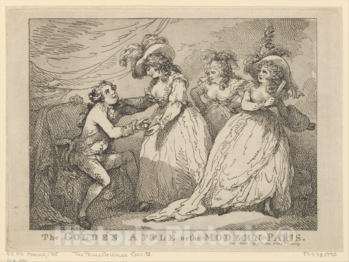 Art Print : Thomas Rowlandson - The Golden Apple, or The Modern Paris : Vintage Wall Art