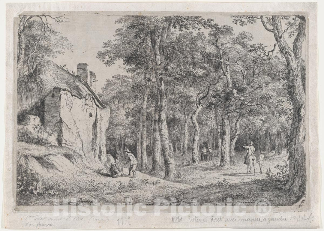 Art Print : Jean Jacques de Boissieu - Cottage at The Entrance to a Forest : Vintage Wall Art
