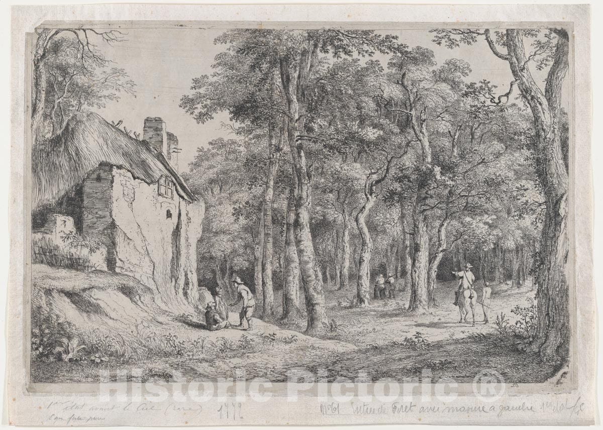 Art Print : Jean Jacques de Boissieu - Cottage at The Entrance to a Forest : Vintage Wall Art