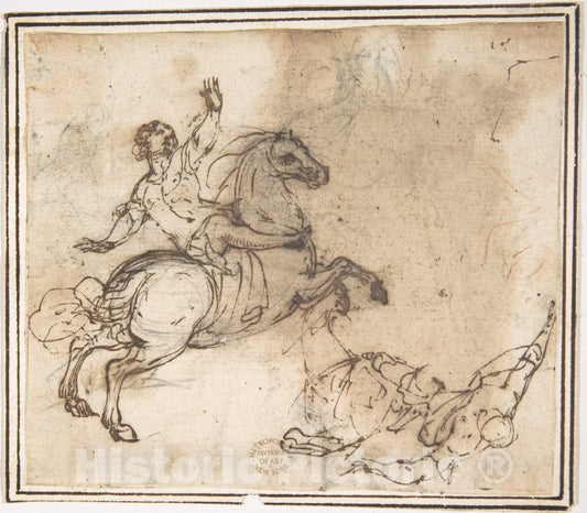 Art Print : Francesco Allegrini - Horse and Rider : Vintage Wall Art