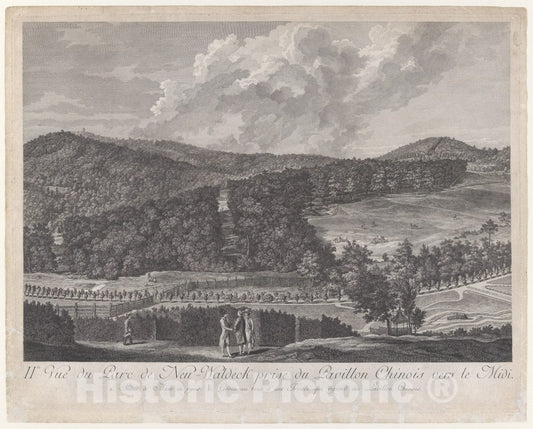Art Print : IIde Vue du PARC de Neu-Waldeck Prise du Pavillon Chinois vers le Midi - Artist: Jakob Matthias Schmutzer - Created: 1782 : Vintage Wall Art