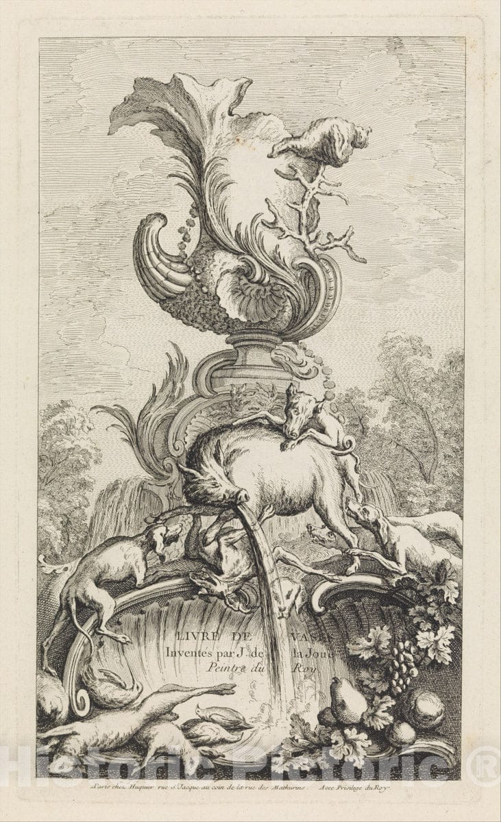 Art Print : Jacques de La Joue The Younger - Title Page from Book of Vases : Vintage Wall Art