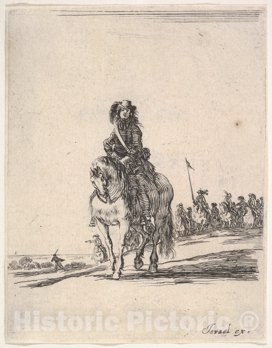 Art Print : A Horseman - Artist: Stefano Della Bella - Created: c1642 : Vintage Wall Art