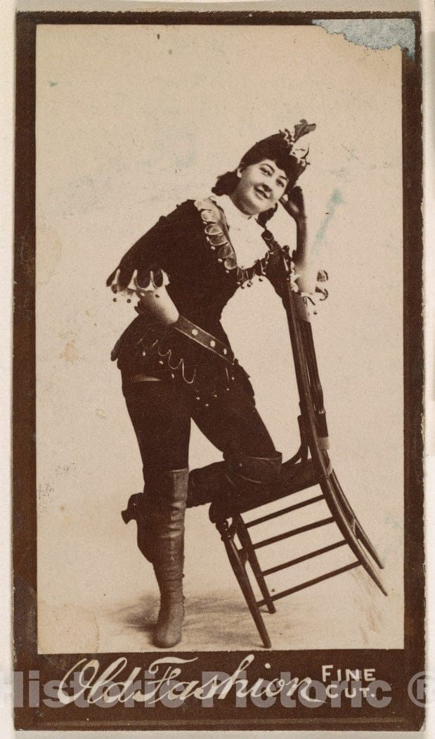Photo Print : Actress Posing on Tilted Chair, from The Actresses Series (N664) Promoting Old Fashion Fine Cut Tobacco : Vintage Wall Art