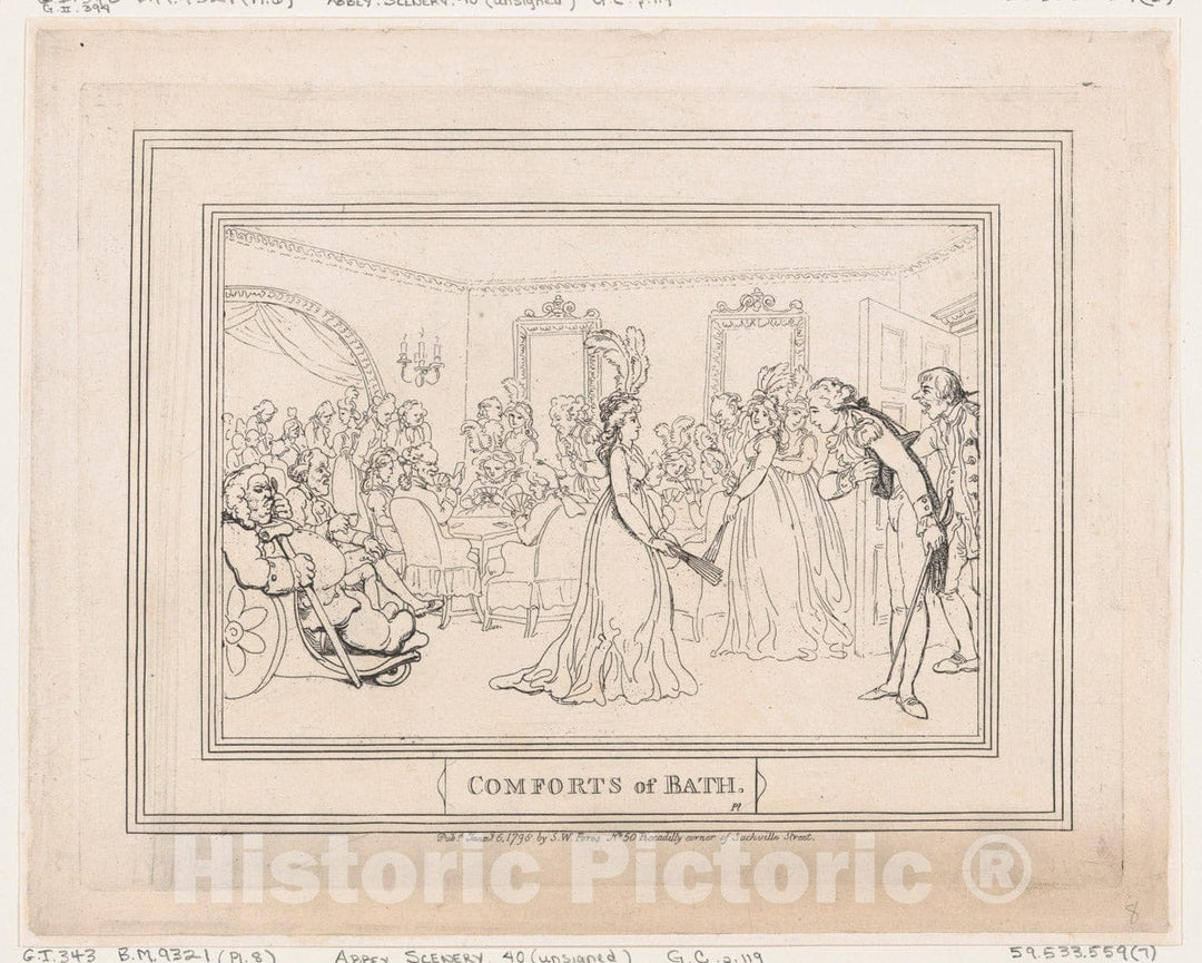 Art Print : Thomas Rowlandson - Comforts of Bath, Plate 8 3 : Vintage Wall Art