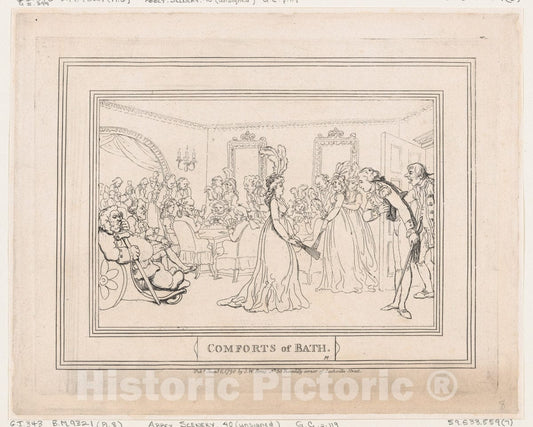 Art Print : Thomas Rowlandson - Comforts of Bath, Plate 8 3 : Vintage Wall Art