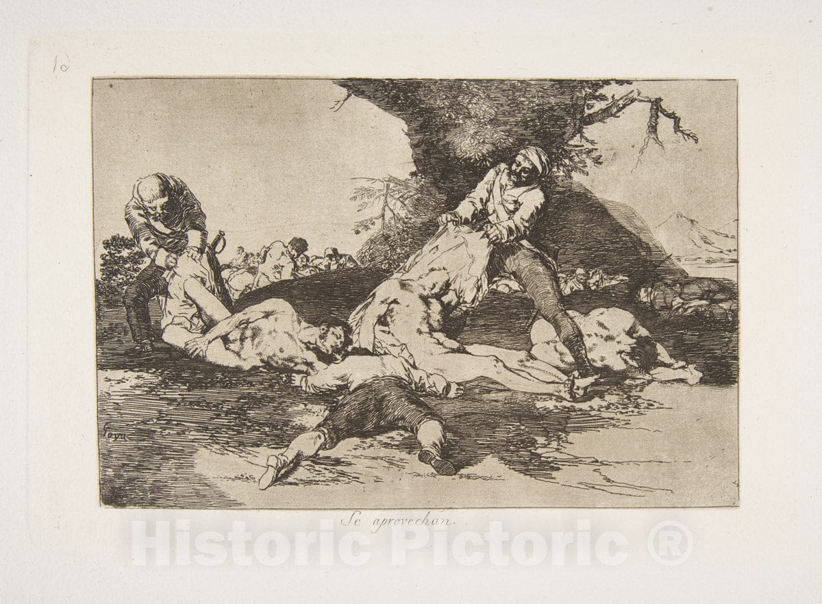 Art Print : Goya - Plate 16 from 'The Disasters of War' (Los Desastres de la Guerra):' They make use of them.' (Se aprovechan.) 2 : Vintage Wall Art
