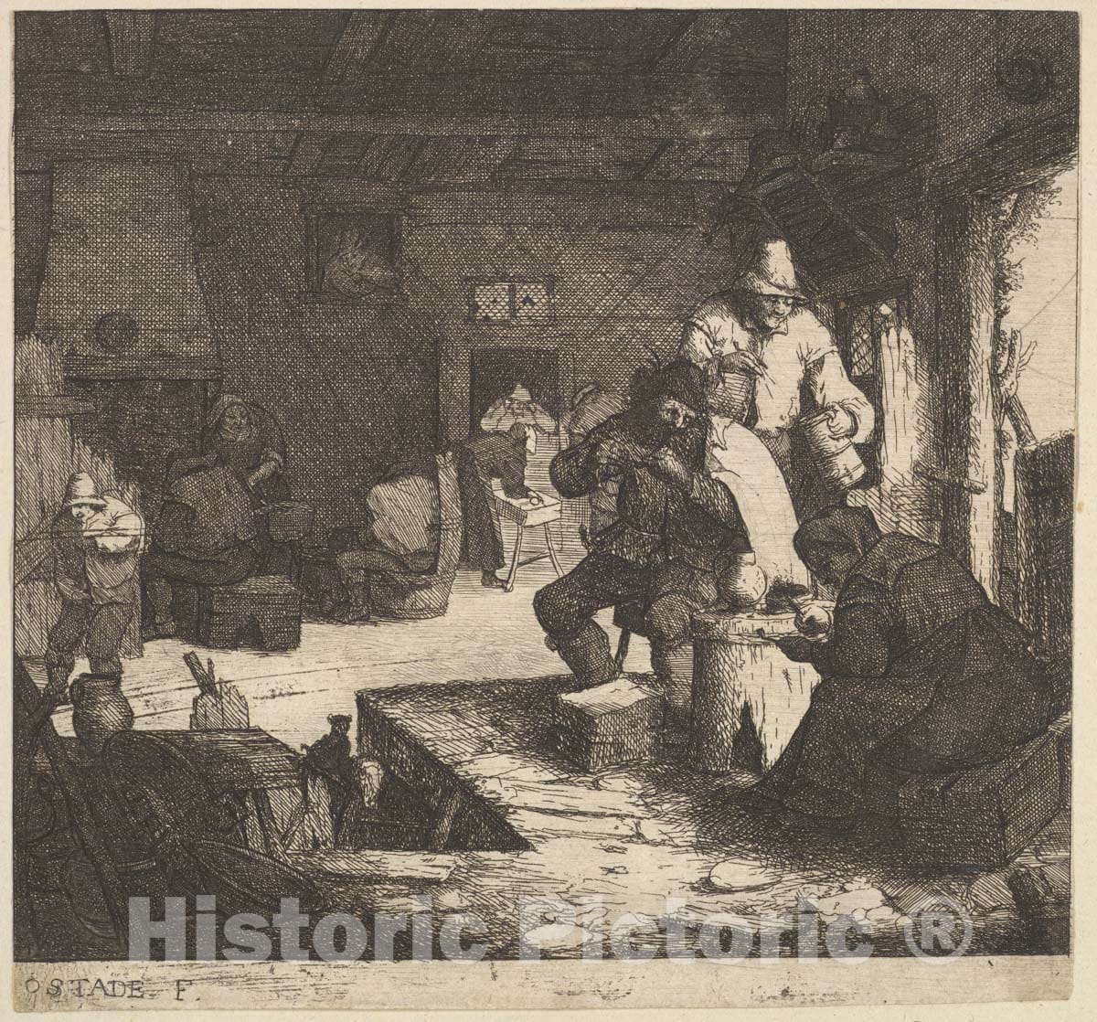 Art Print : Adriaen Van Ostade - Smokers at The Inn : Vintage Wall Art
