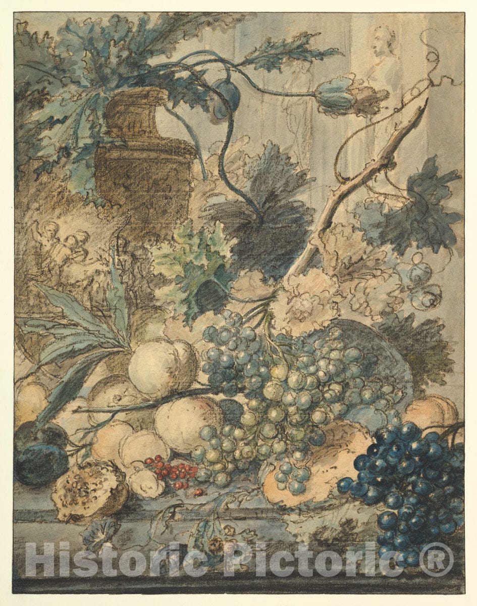 Art Print : Jan Van Huysum - Still Life with Fruit : Vintage Wall Art