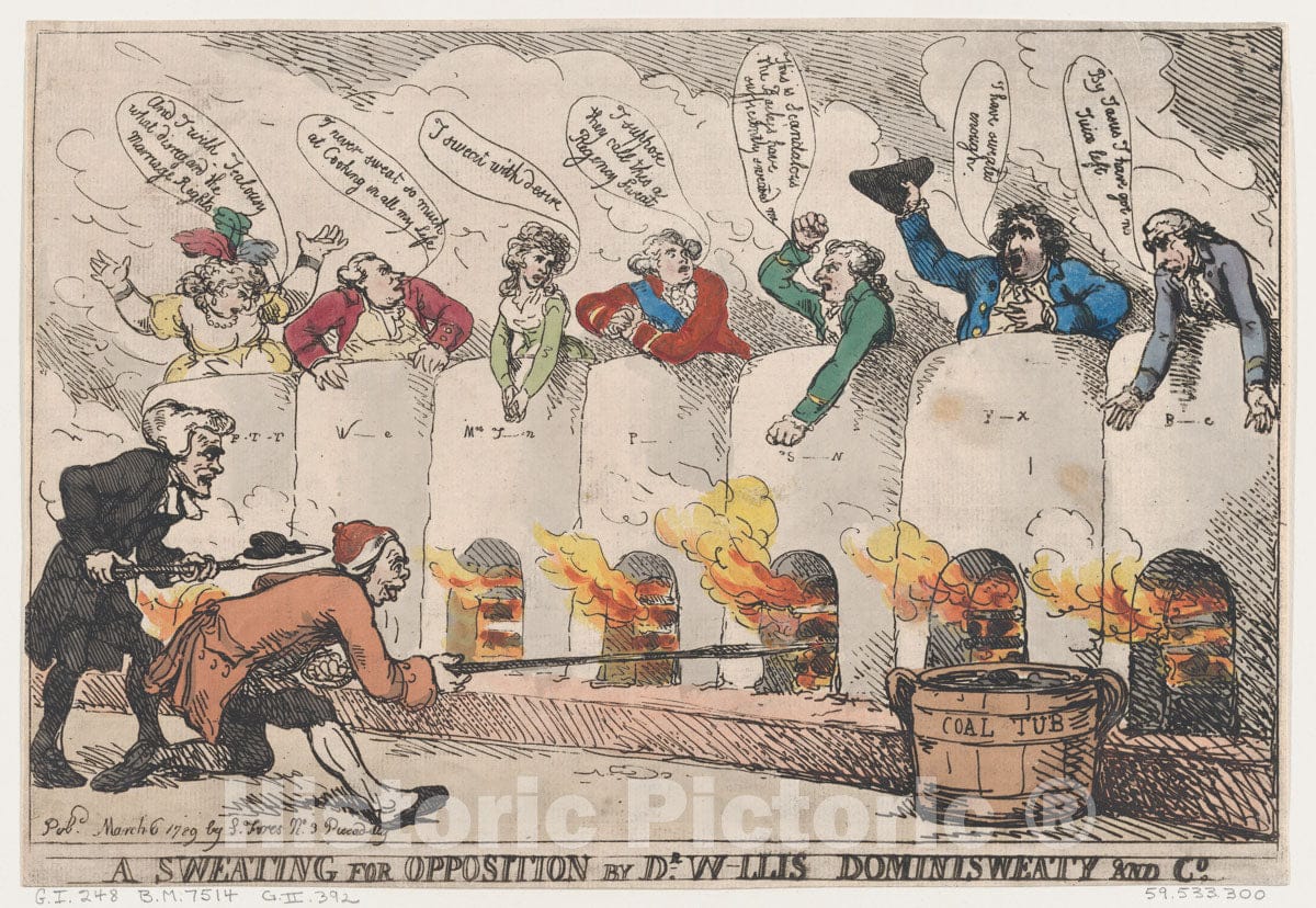 Art Print : Thomas Rowlandson - A Sweating for Opposition by Dr. W-llis Dominisweaty and Co. : Vintage Wall Art