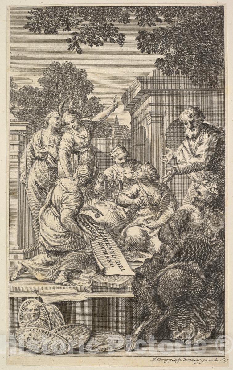 Art Print : Sir Nicolas Dorigny - Allegorical Composition Celebrating The Humanities : Vintage Wall Art