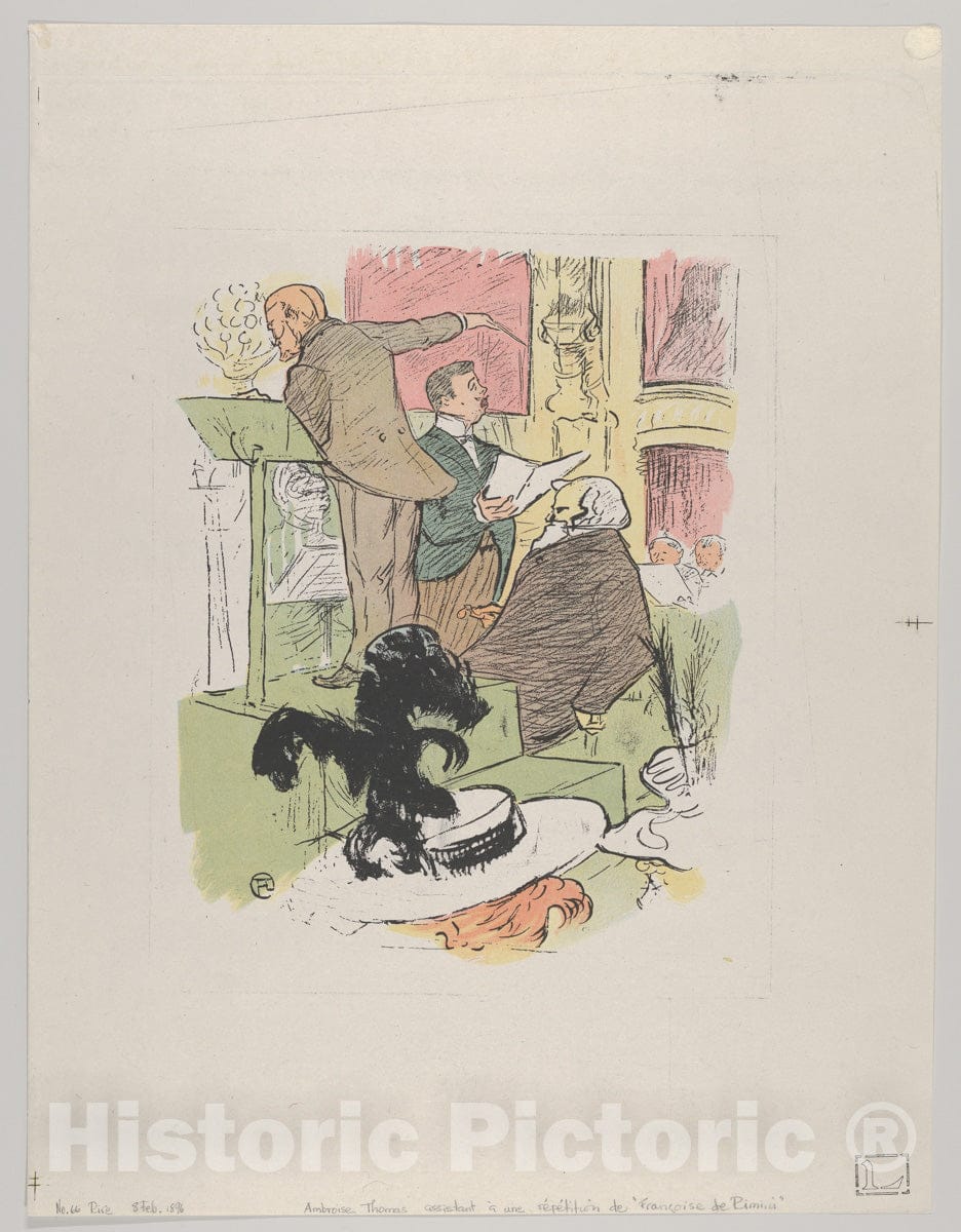 Art Print : Henri de Toulouse-Lautrec - Ambroise Thomas Assistant à une répétition de Françoise de Rimini, from Le Rire, No. 66, 8 February 1896 : Vintage Wall Art
