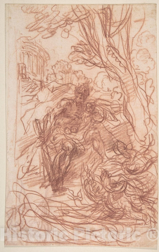 Art Print : Baldassarre Franceschini (il Volterrano) - Hercules in The Garden of The Hesperides : Vintage Wall Art