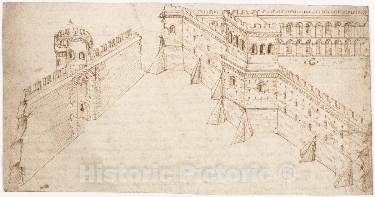 Art Print : Recto:Libro Primo, Chapo Quarto - Artist: Sangallo Family - Created: 1530–45 : Vintage Wall Art