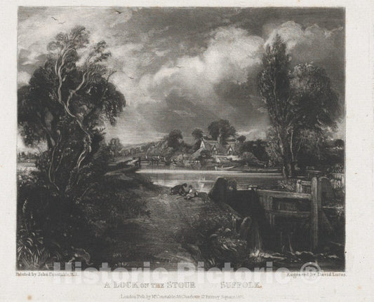 Art Print : David Lucas - A Lock on The Stour - 433794 : Vintage Wall Art
