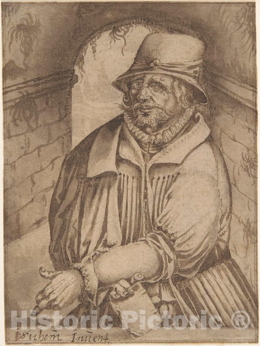 Art Print : Christoffel Van Sichem I - Portrait of Jan Hus : Vintage Wall Art