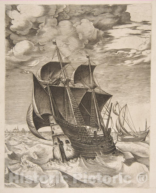 Art Print : Pieter Bruegel The Elder - A Dutch Hulk and a Boeier from The Sailing Vessels : Vintage Wall Art