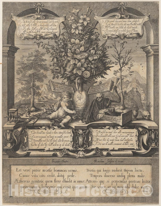 Art Print : Jacob Matham - Allegory of The Transitoriness of Life : Vintage Wall Art